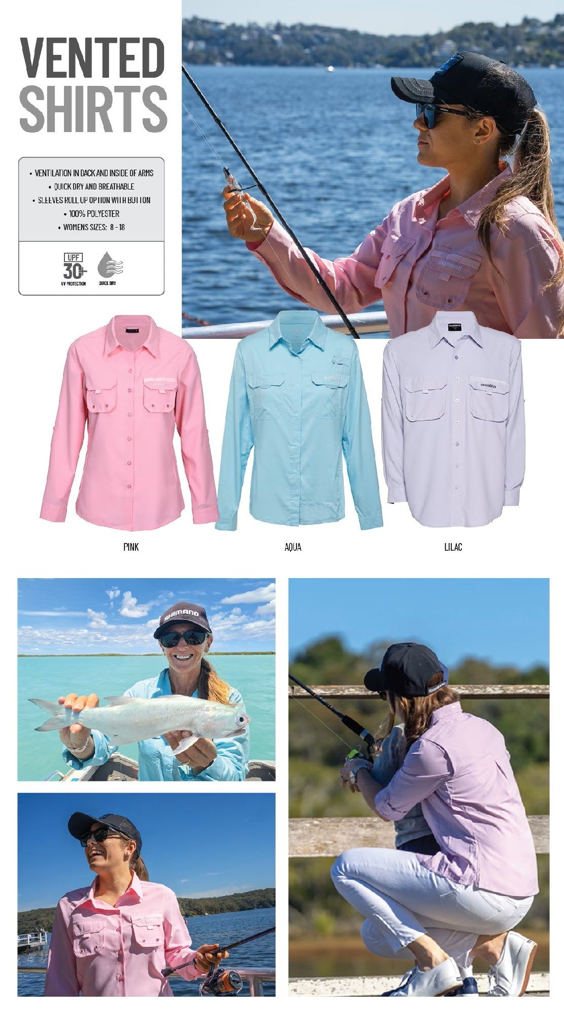 Shimano Ladies Vented Fishing Shirts