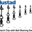 Mustad Fastach Clip With Ball Bearing Swivel [sz:#0 15lb]