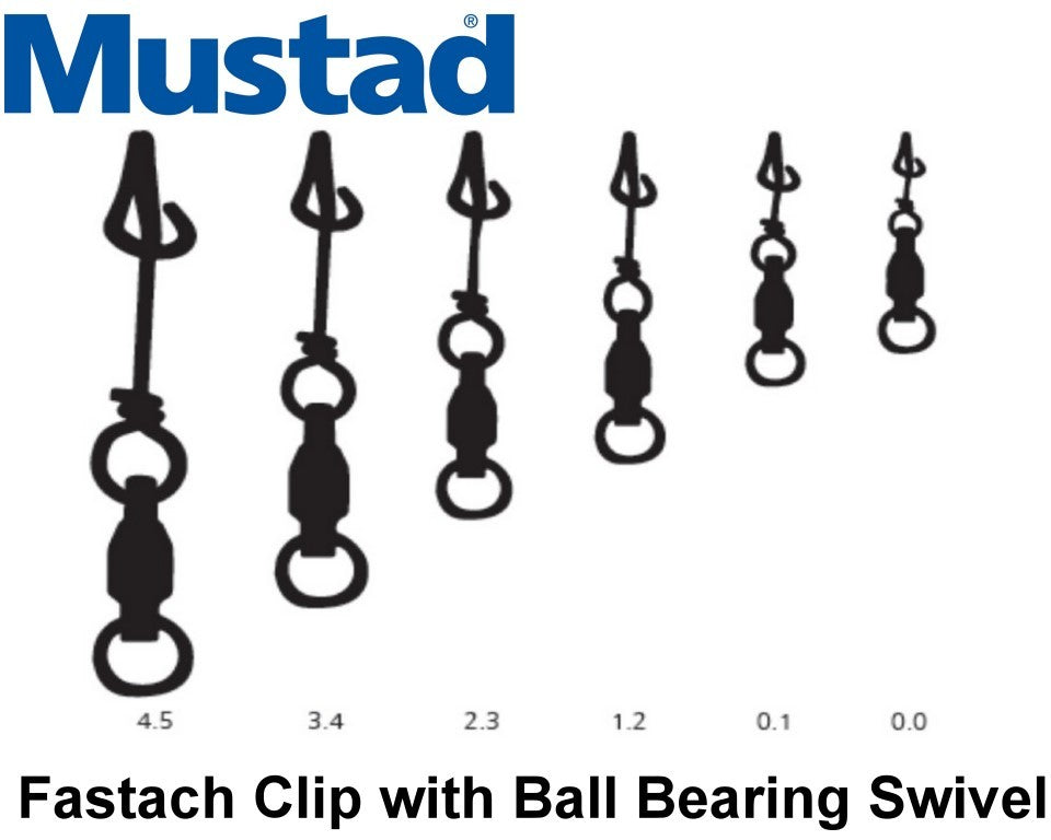 Mustad Fastach Clip With Ball Bearing Swivel [sz:#0 15lb]