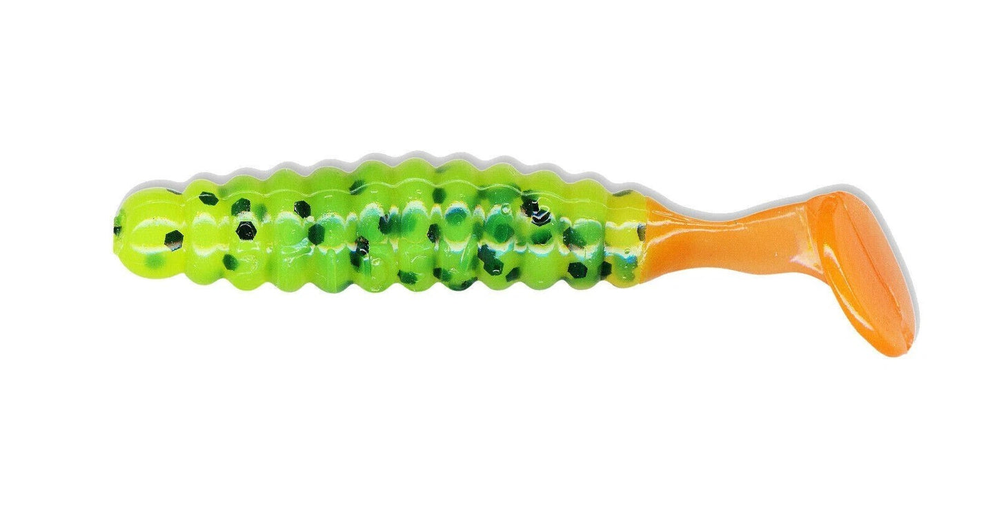 Slider 3 Inch Grub Soft Plastic [cl:chartreuse Black Orange T]