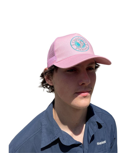Charltons Fishing Trucker Cap Mesh Back [cl:pink/white]