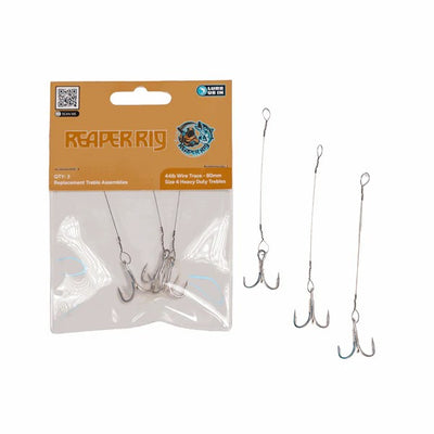 Lure Us In Reaper Rig Replacement 44lb Treble Rigs Pk 3 [sz:80mm]
