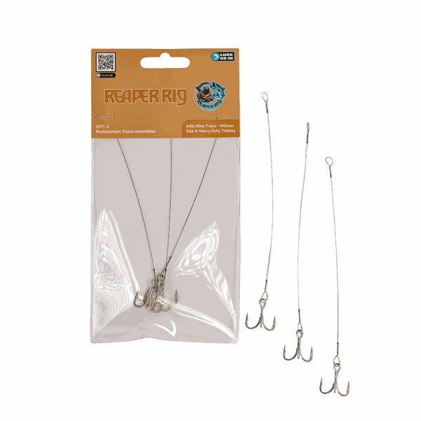 Lure Us In Reaper Rig Replacement 44lb Treble Rigs Pk 3 [sz:140mm]