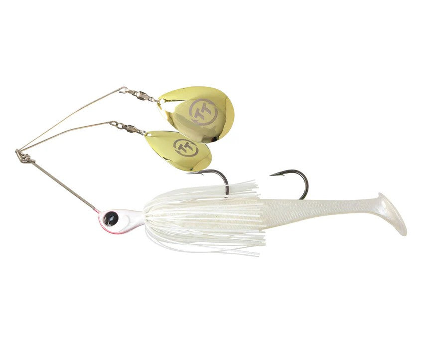 Tt Fishing Tornado + Twin Spin Rigged 3/4oz Spinnerbait [cl:pearl]