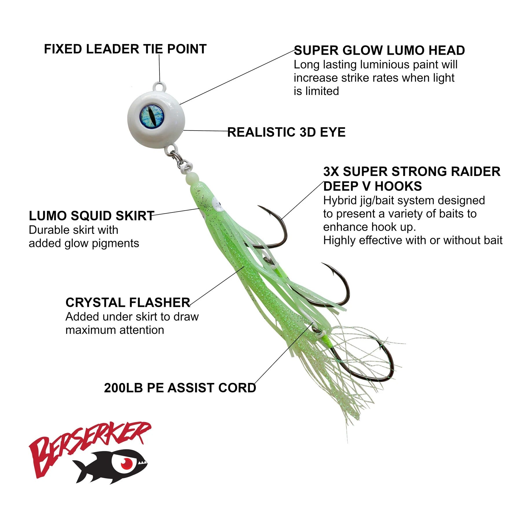 Berserker Meathead Jig 300g [cl:coral Trout Glow]