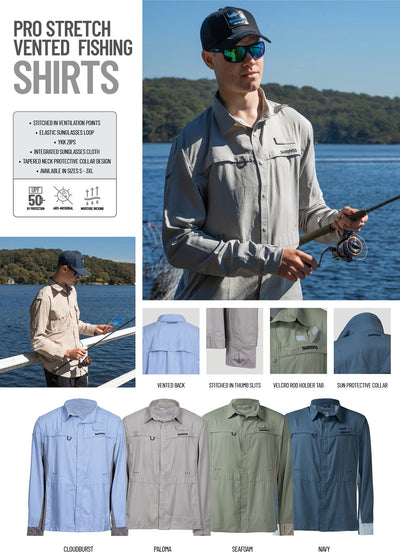Shimano Pro Stretch Vented Mens Fishing Shirt - Seafoam [sz:small]