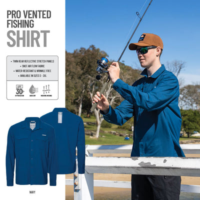 Shimano Pro Fishing Shirt Navy [sz:small]