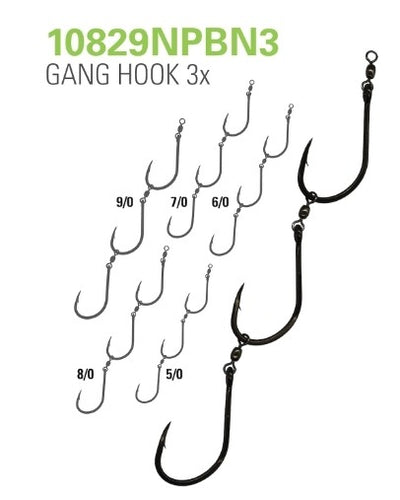 Mustad Gang 3 Hook 10829npbn [sz:5/0]