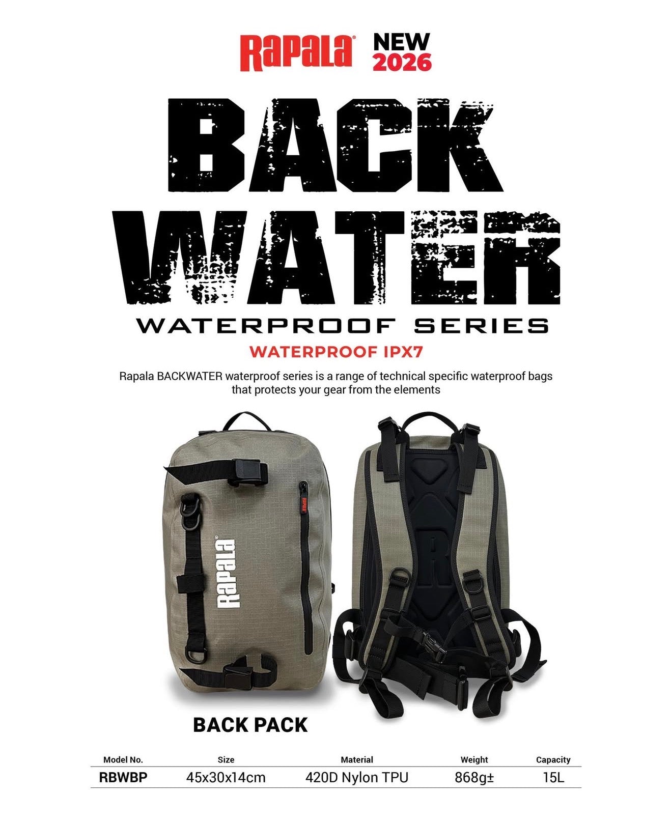 Rapala Back Water Water Proof Series Back Pack