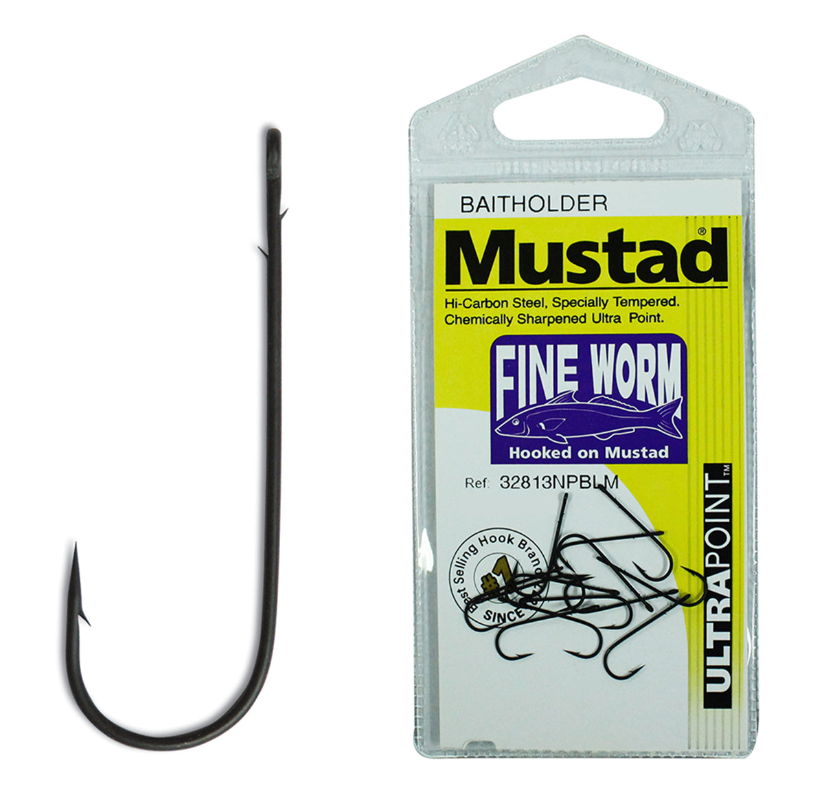 32813npblm Fine Worm Mustad Pre Pack Hooks [sz:#10]