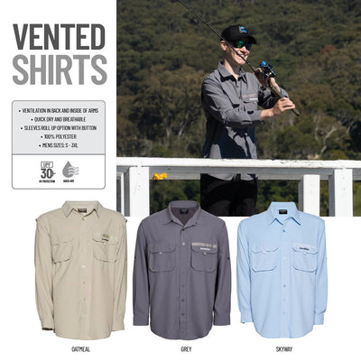 Shimano Mens Vented Fishing Shirt - Grey [sz:small]
