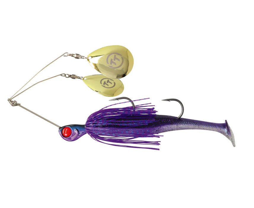 Tt Fishing Tornado + Twin Spin Rigged 3/4oz Spinnerbait [cl:purple Demon]