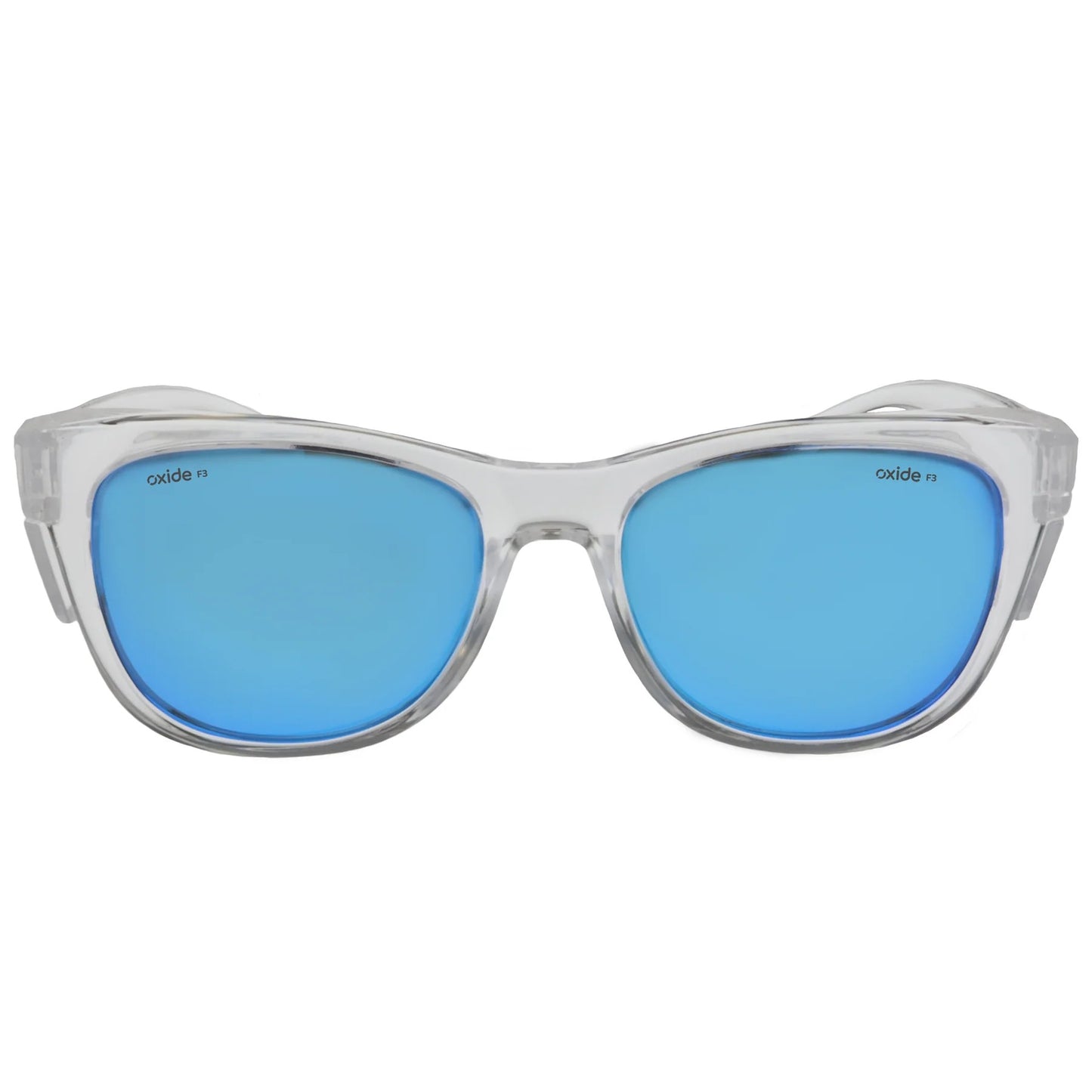 Oxide Polarised Quake Safety Sunglasses [cl:clear - Blue Mirror Lens]