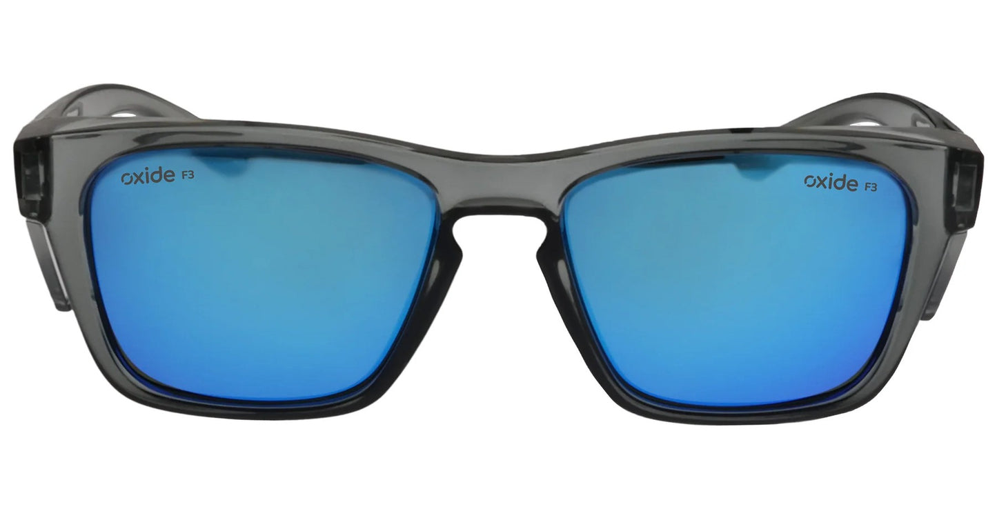Oxide Polarised Frost Safety Sunglasses [cl:grey - Blue Mirror Lens]