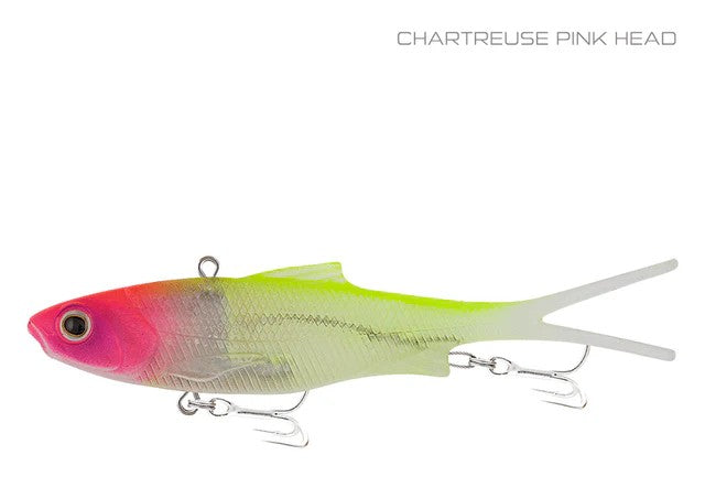 Samaki Vibelicious Fork Tail 100mm Soft Vibe Lure [cl:chartreuse Pink Head]