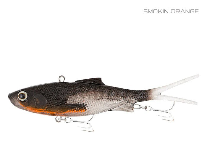 Samaki Vibelicious Fork Tail 100mm Soft Vibe Lure [cl:smokin Orange]