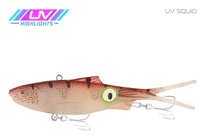 Samaki Vibelicious Fork Tail 100mm Soft Vibe Lure [cl:uv Squid]