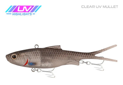 Samaki Vibelicious Fork Tail 85mm Soft Vibe Lure [cl:clear Uv Mullet]