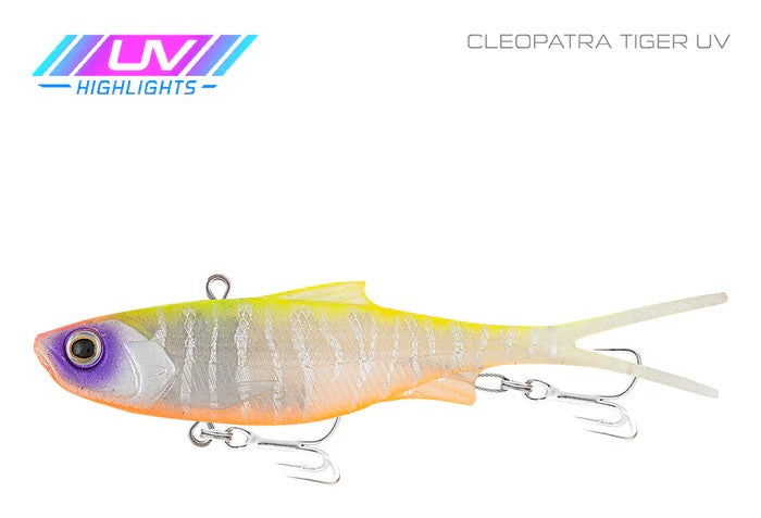 Samaki Vibelicious Fork Tail 100mm Soft Vibe Lure [cl:cleopatra Tiger Uv]