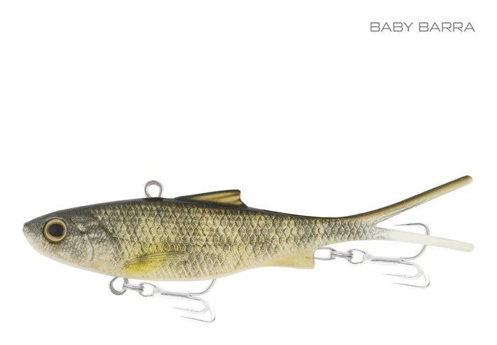 Samaki Vibelicious Fork Tail 70mm Soft Vibe Lure [cl:baby Barra]
