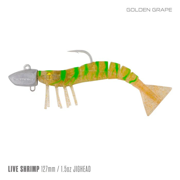 Samaki Live Shrimp Jighead 3pack 172mm 1.5oz Soft Plastic Lure [cl:golden Grape]