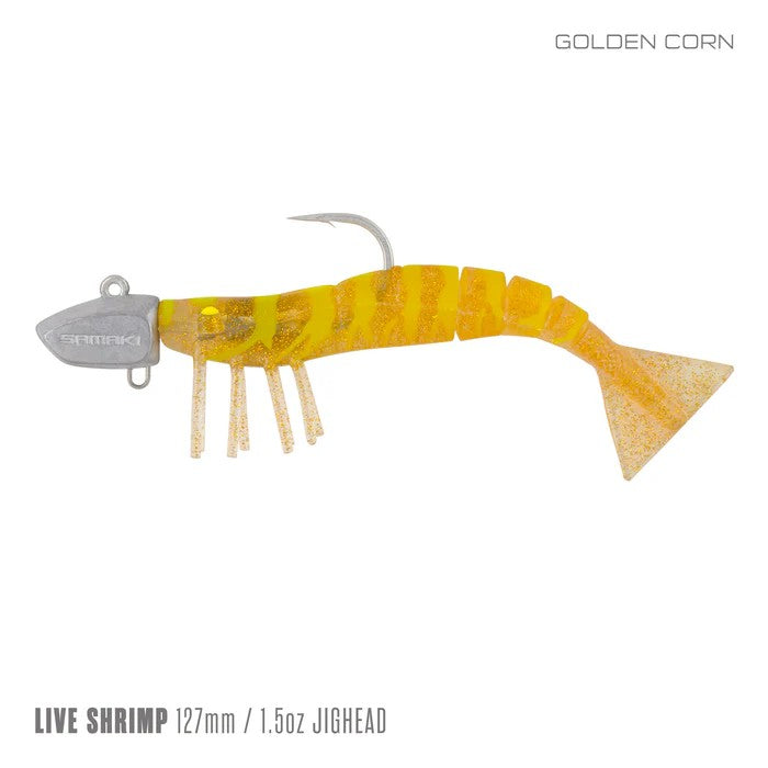 Samaki Live Shrimp Jighead 3pack 172mm 1.5oz Soft Plastic Lure [cl:golden Corn]