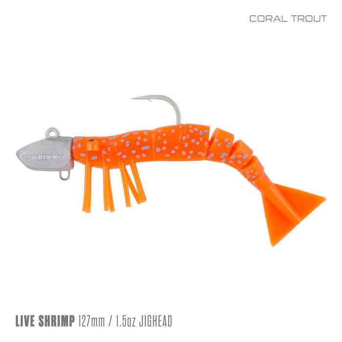 Samaki Live Shrimp Jighead 3pack 172mm 1.5oz Soft Plastic Lure [cl:coral Trout]